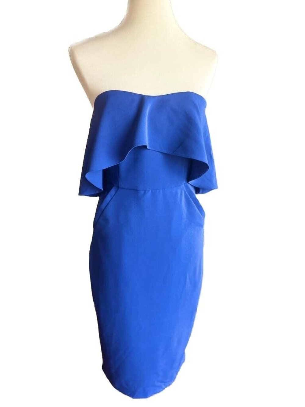 Chelsea28 Women’s Blue Surf Ruffle Strapless Stretch Crepe Sheath Dress 6 NWOT - Picture 16 of 16